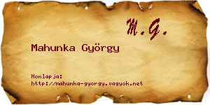 Mahunka György névjegykártya